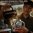 Caneca de Aço Inoxidável com Design de Motor V8