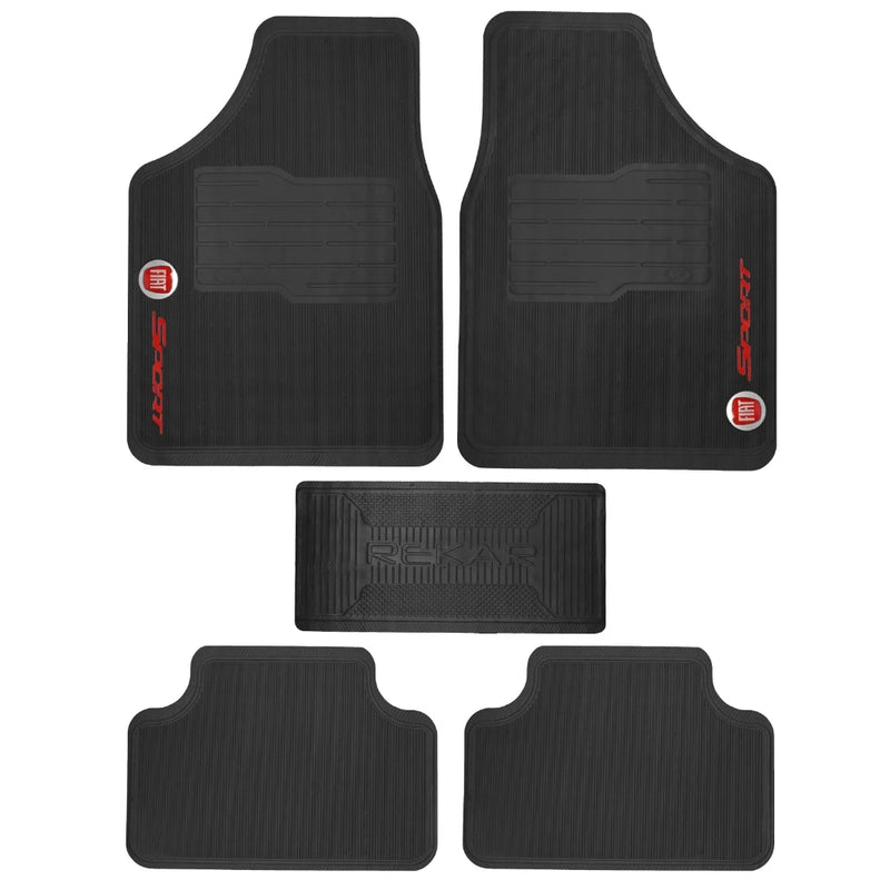 Kit Jogo Tapete Automotivo Carro Borracha Logo Fiat
