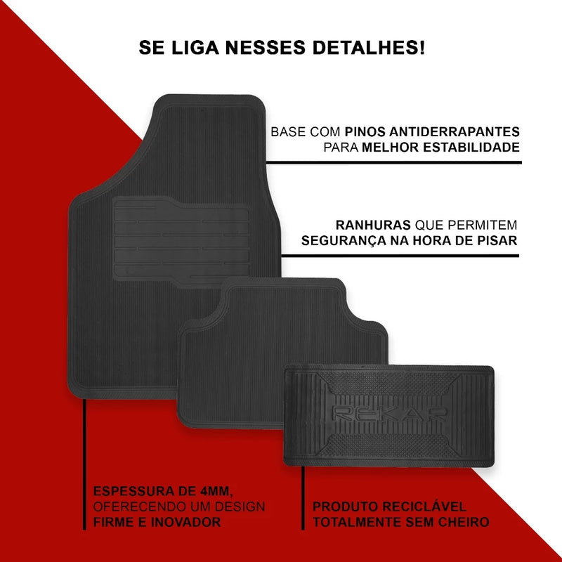 Kit Jogo Tapete Automotivo Carro Borracha Logo Fiat