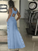 Macacão Feminino Azul Claro Sem Mangas