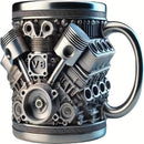 Caneca de Aço Inoxidável com Design de Motor V8