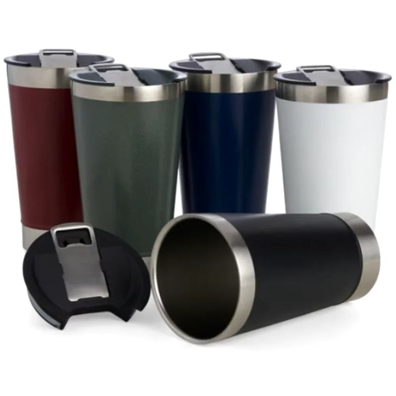 Copo térmico de 473ml para bebidas geladas ou quentes com tampa e abridor