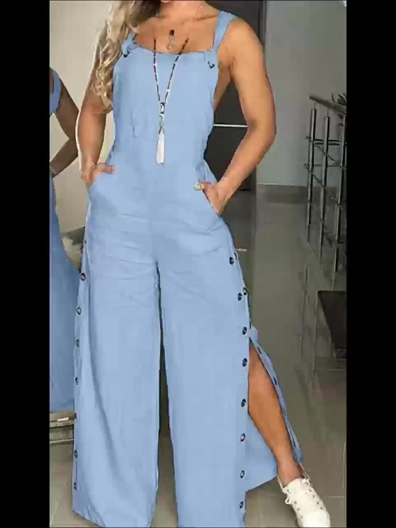 Macacão Feminino Azul Claro Sem Mangas