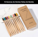 Escova de Dentes de Bambu Natural e Ecológico, uma caixa de 10 unidades